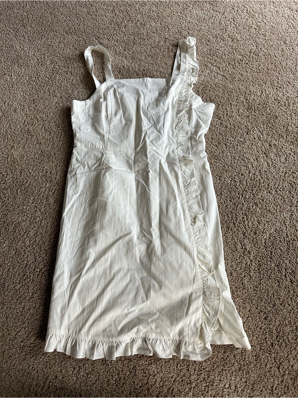 Modcloth Ivory Ruffle-Trim Mini Dress